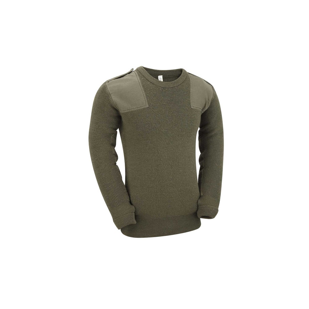 thumbnail image 2 of Mil-Tec Men's German Commando Jumper / Pullover – Olive Drab (OD) Green – 80% Virgin Wool – Classic Military Sweater 2 of 3