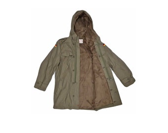 Vintage original alemán Parka ejército militar abrigo de invierno chaqueta forrada verde oliva nueva condición