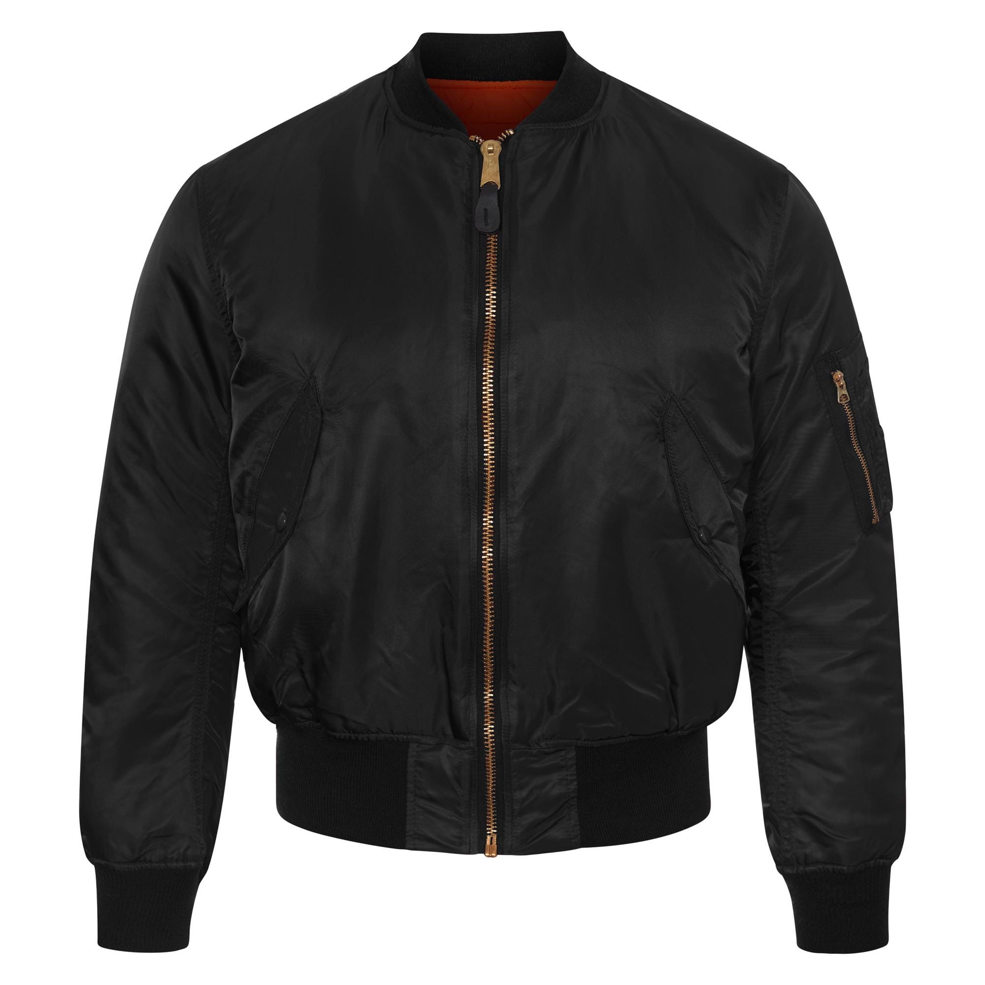 Classic Bomber Jacket Black Original Vintage MA1 With Orange Classic Bomber Jacket Black Original Vintage MA1 With Orange