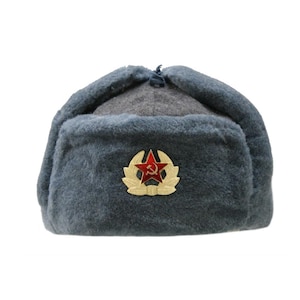 Vintage Cossack Winter Grey Hat Warm Wool Russian Fur Military Hat