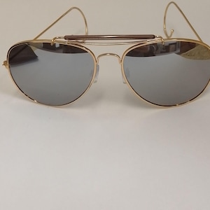 Vintage Pilot Sonnenbrille im Stil der Army Military Style Braun Grün verspiegelt