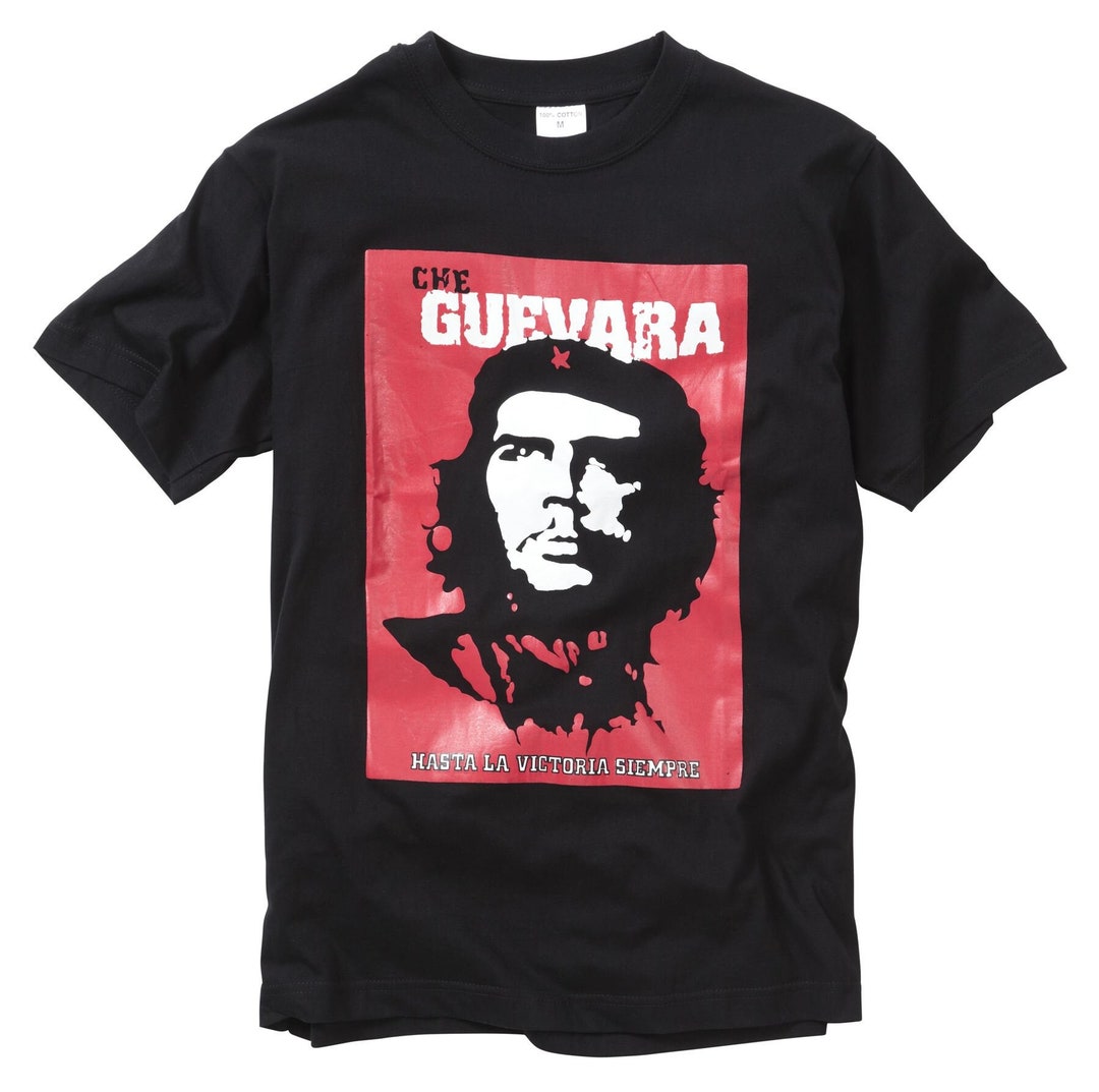 Retro Iconic Che Silhouette Printed T-shirt Black Tee Top Front and ...