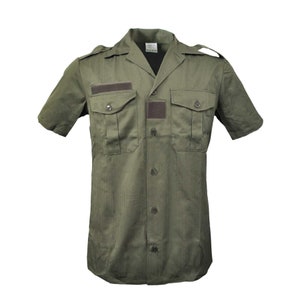Vintage Original Army Military F1 French Short Sleeve Shirt Olive Green Small 37-38 New