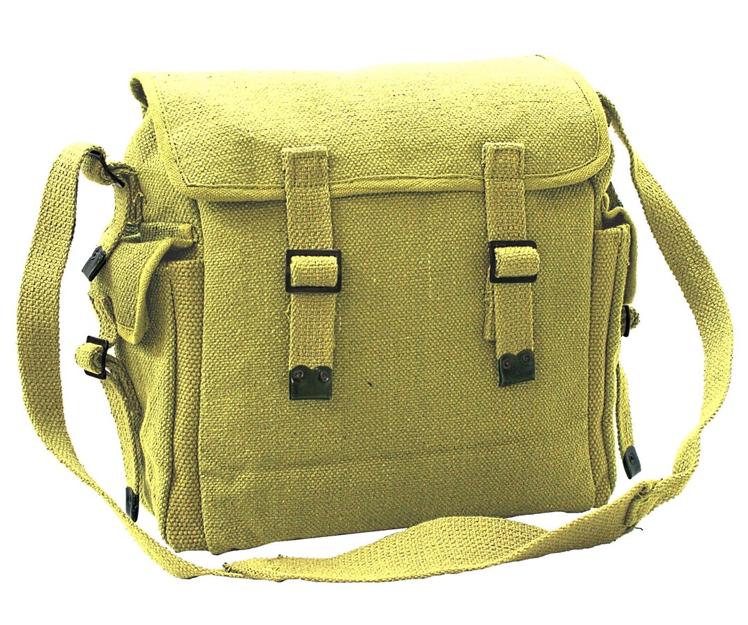 Vintage Canvas Bag With Lateral Pockets Web Shoulder