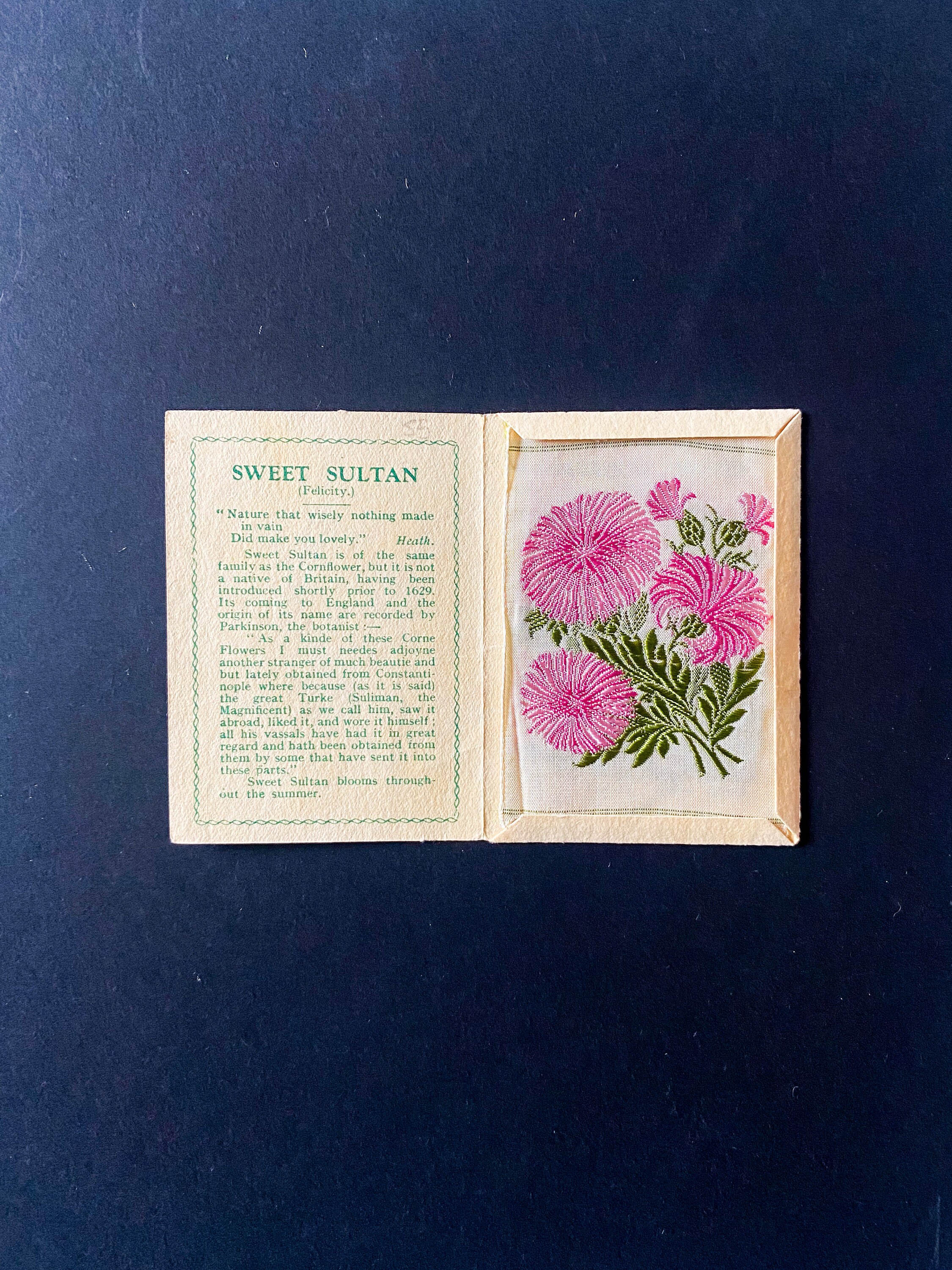 Sweet Sultan Silk Cigarette Card, Kensitas Cards