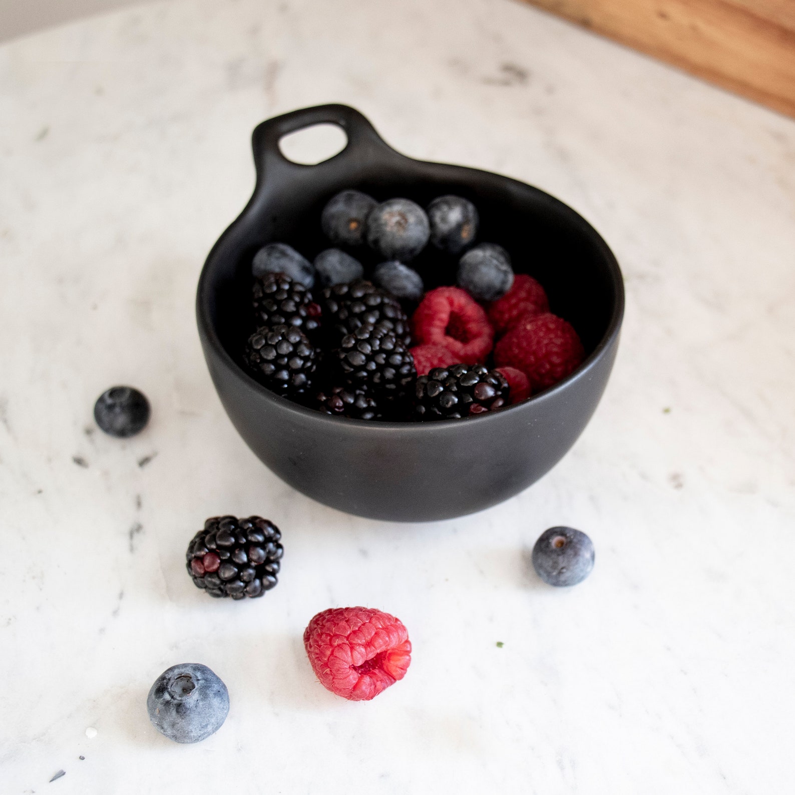 Matte Black Snack Bowl With Handle Etsy