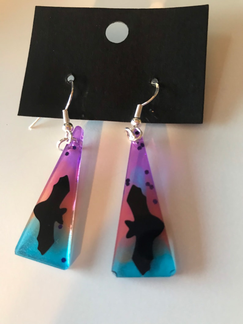Rainbow Bat Triangle Spooky Earrings