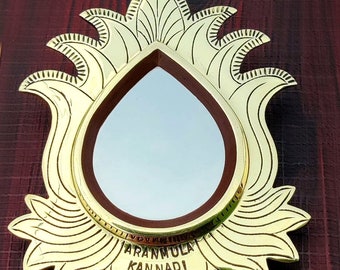 Aranmula Metal Mirror, Original Kerala handmade, Traditional Lotus Model, Home decor,Rare Aranmula Kannadi