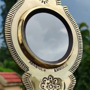 Original Aranmula Mirror/ Aaranmula Kannadi Handmade /Traditional model with back stand , Magic Metal  mirror,Home decor ,Traditional,Divine