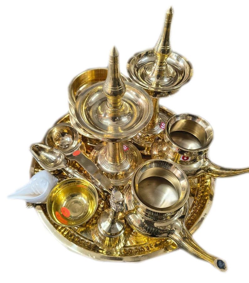 Brass Pooja Thali Set, Pooja Set, -worship Thali -aarti Pooja Thali ...