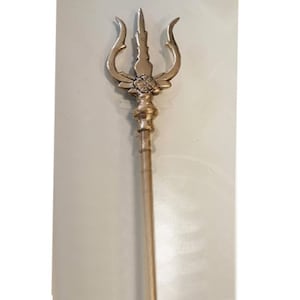 Trishul de bronce del Señor Shiva, Trisul de bronce de Mahadev para Pooja, Soolam para la Diosa del Templo Amman Shiva Shakti, el Tridente divino del Señor Shiva