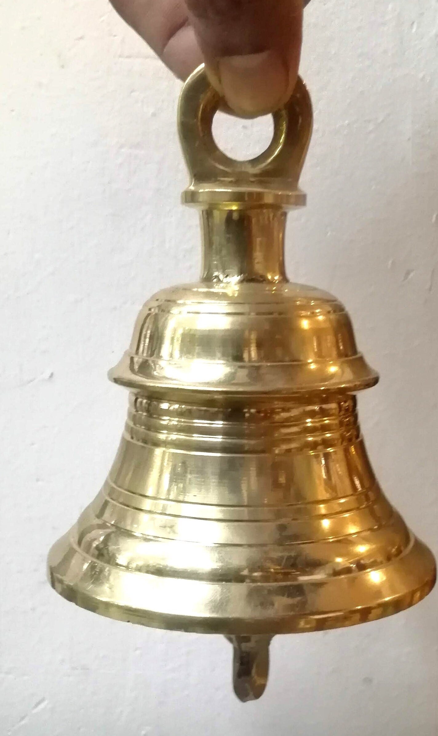 SATVIK 1PC Small - 4 Inch L Winsome Handheld Brass Bell For Puja L Traditional Bells For Mandir L Ideal For Daily Puja & Gifting L Add Divine Sound L Brass