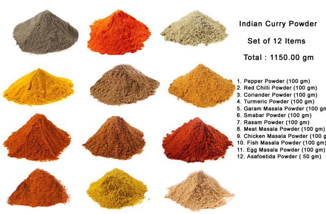 Poudre de curry indien Set de 12 / Herbes et épices de qualité