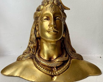 Brass Adiyogi Shiva Statue, Home Decor Gift, Indian Brass Art, Brass Siva Idol, Brass Sculpture, Brass Figurine Large, Home Decor Statue