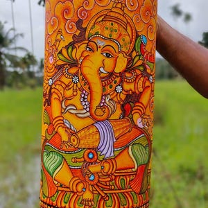 Brown - Kerala Mural Hand Painted Bamboo Fish Necklace
