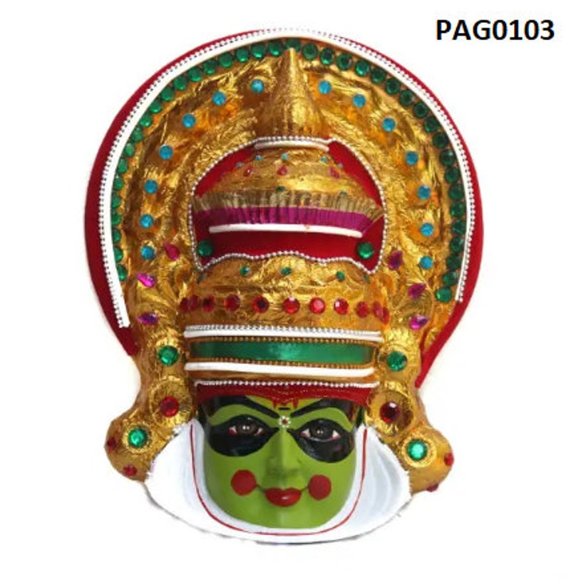 Kathakali Mask Wall Hanging Home Decor, Vintage Style Wall Decor Fibre Kathakali Face, Kerala Traditional Home Decor, Wall Hanging Mask image 3