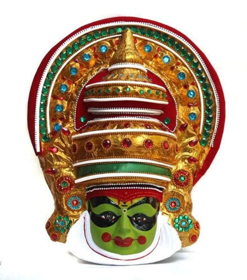 Kathakali Mask Wall Hanging Home Decor, Vintage Style Wall Decor Fibre Kathakali Face, Kerala Traditional Home Decor, Wall Hanging Mask image 4