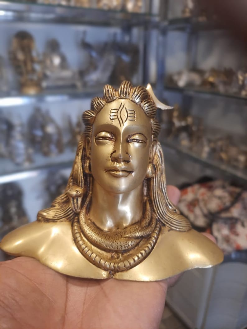 Brass Adiyogi Shiva Statue Home Decor Gift Indian Brass Art Etsy