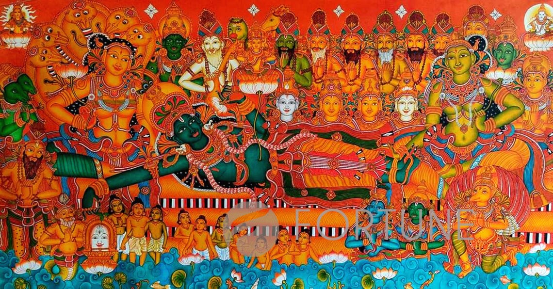 Ananthasayanam Traditional Mural Art Painting canvas Rolled Etsy