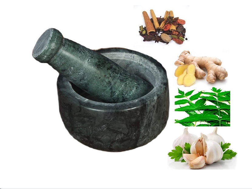 Homiu Pestle and Mortar Premium Natural Marble Spice Herb