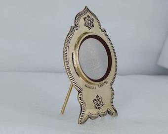 Original Aranmula Mirror, Aaranmula Kannadi Handmade, Traditional model with back stand, Magic Metal  mirror, Home decor, Divine Mirror