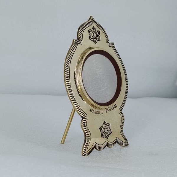 Original Aranmula Mirror, Aaranmula Kannadi Handmade, Traditional model with back stand, Magic Metal  mirror, Home decor, Divine Mirror