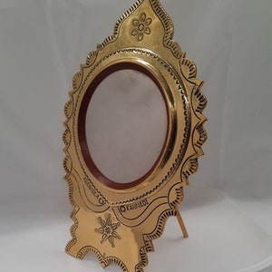 Aaranmula Kannadi - Handmade Brass Mirror | Traditional Kerala Heritage Stand     Metal Mirror Aranmula