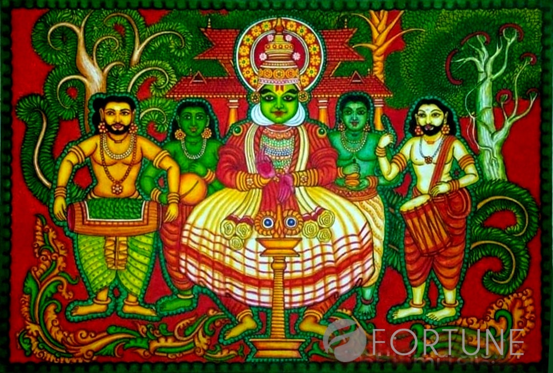 Original Kerala Mural Painting, Kathakali Mural Painting, Canvas Rolled