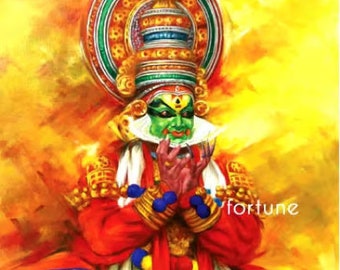 Kathakali Original Oil Painting, Oil painting on canvas, Home, office, Hotel decor, Kerala Traditional Art form