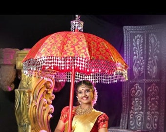 Muthukuda Decorative Umbrella, Brocade Material/Kerala Temple/Church Decorative Umbrella/ Kerala Umbrella