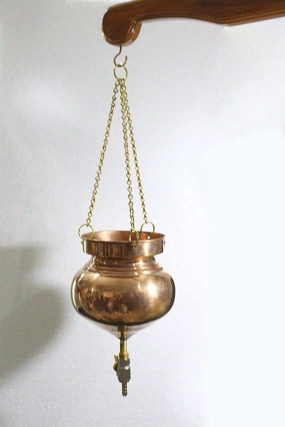 茶道具　黄銅湯沸かし　丸型堤梁式 Copper Dhara Vessel Lota Type,shirodhara Pot With Brass