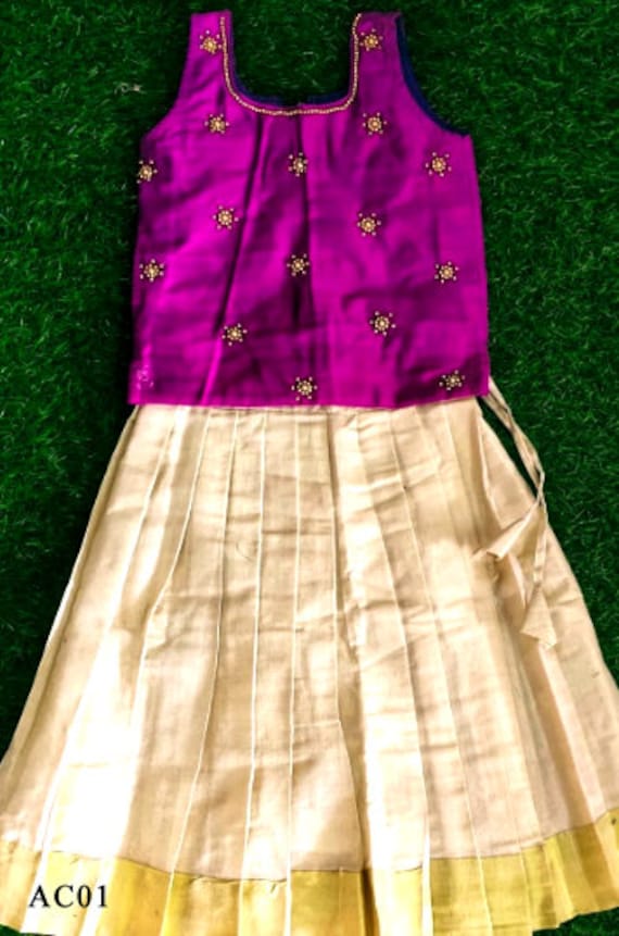 Pattu Pavadai Blouse for Age 1 12 Years Girl Child Traditional Wear Kids Indian Silk Frock Etsy UK