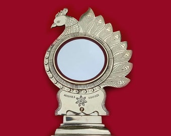 Aranmula Metal Mirror / Original Kerala handmade / Traditional Peacock / Aaranmula Kannadi, Authentic Kerala/Kerala handmade brass mirror