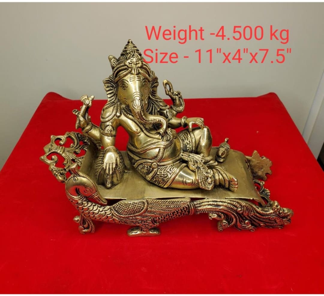 Reclining Ganeshaganesha on Bed Statuearam Ganeshhome Decor Etsy