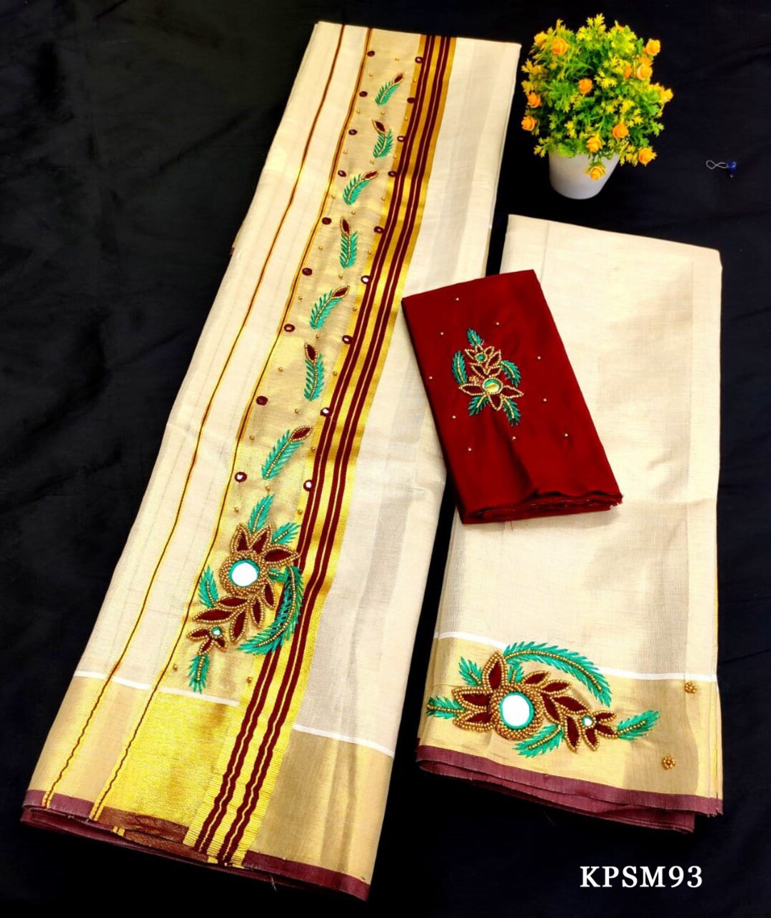 Elegant Set Mundu Collection - Premium Color Tissue with Tussels