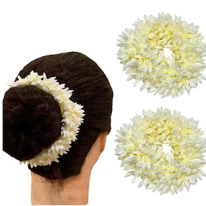 Mogra geurende rubberen band gajra haaraccessoires voor dames meisjes, dames en meisjes synthetisch haar knotje plan juda haarverlenging bruin