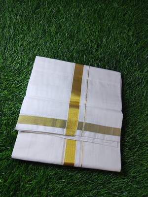 Dhoti En Coton Avec Bordure Dobby - Stylesindia - 2 Mètres - Velcro Réglable - Pour Hommes, Cérémonies
