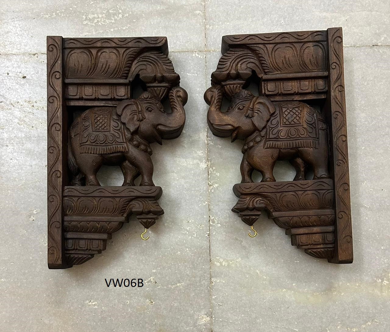 Wooden Hand Carved Wall Bracket Pair, Wooden Dragon Yali, Yazhi