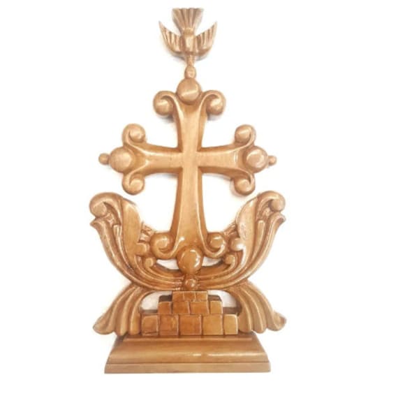 Wooden Carved Mar Thoma Cross, Mar Sleeva Cross  Ideal for Office & Home Decor Showpiece, Hand made in wood.