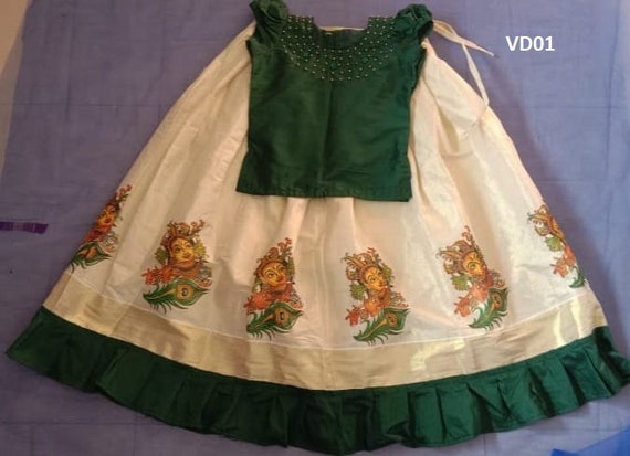 Pattu Pavadai Blouse for Age 1 Month 15 Years Girl Child Traditional Wear Kids Indian Silk Frock onam vishu Christmas birthday marriage Etsy
