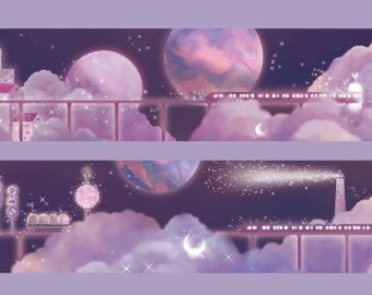 Purple Night Fantasy Washi Tape Probe 95cm für Journaling und Dekorieren von Planern; Stationäre Papierprodukte