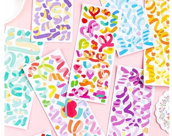 Bunte 3-teilige Konfetti-Stickerbogen-Sets für Journaling, Scrapbooking und Planner; Schreibwaren;