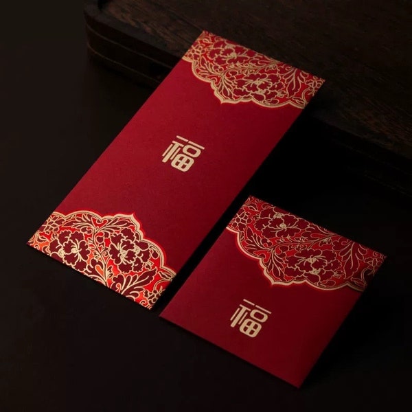 10pcs Red Packet Gold Foil Detail New Year Red Envelope [Fortune]