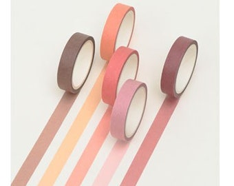5 Rollen Vorteilsset Basic Washi Tape Full Roll für Journaling und Dekorieren von Planern; Stationäre Papierprodukte