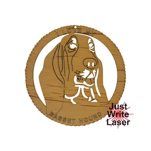 Personalized Basset Hound Ornament - Laser Engraved Christmas Tree Decoration for Dog Lovers
