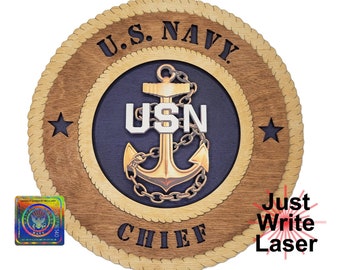 US Navy E7 Chief Petty Officer Customizable Wall Tribute - Licensed 12" Military Retirement Gift