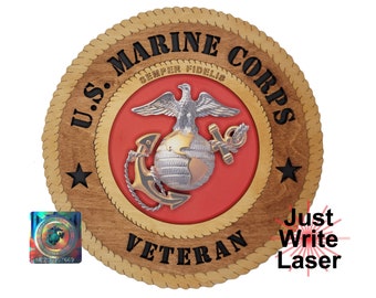 US Marine Corps Officer Veteran Custom Color Wall Tribute Licensed 12"