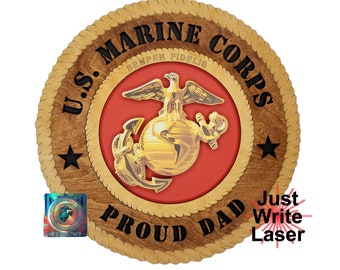 US Marine Corps Enlisted Color Proud Dad Wall Tribute - Custom 12" Licensed Product