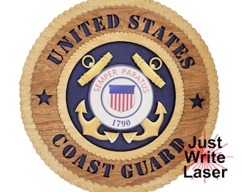 US Coast Guard Colorized Wall Tribute - 12" Licensed Custom Military Retirement Gift