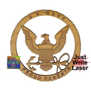 Navy Proud Parents Ornament: Military Christmas Gift, Laser-Engraved Wood, Veteran Tribute, Made in USA